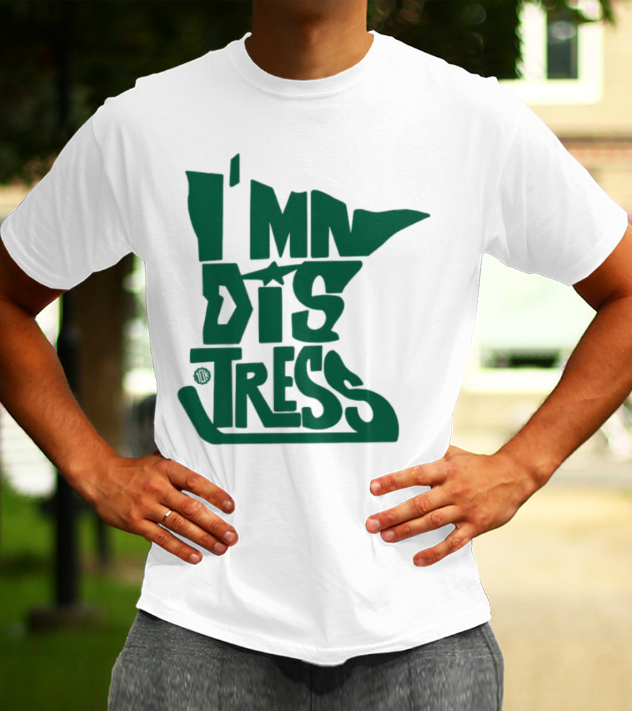 I MN Dis Tress Minnesota Silhouette And Hockey Stick T-Shirt