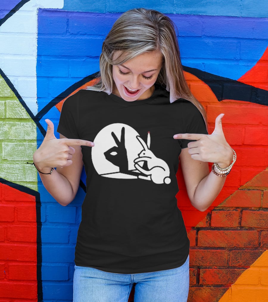 Rabbit Hand Shadow Peace Gesture Optical Illusion T-Shirt