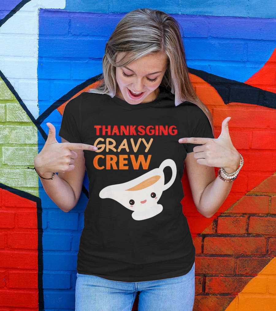 Thanksgiving Gravy Crew Smiling Saucy Boat T-Shirt