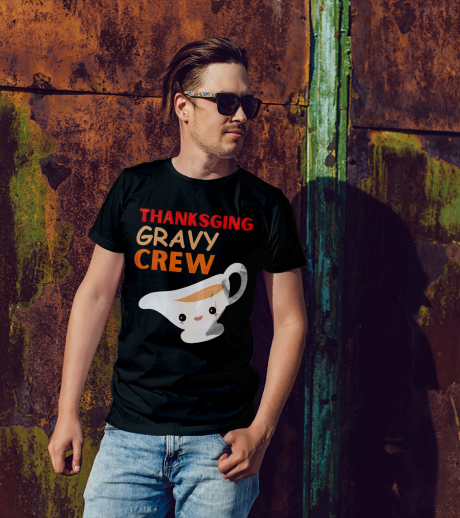 Thanksgiving Gravy Crew Smiling Saucy Boat T-Shirt