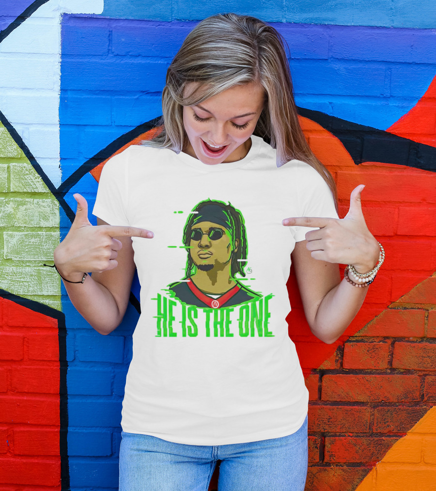 He Is The One Cryptic Neon Style Cartoon T-Shirt