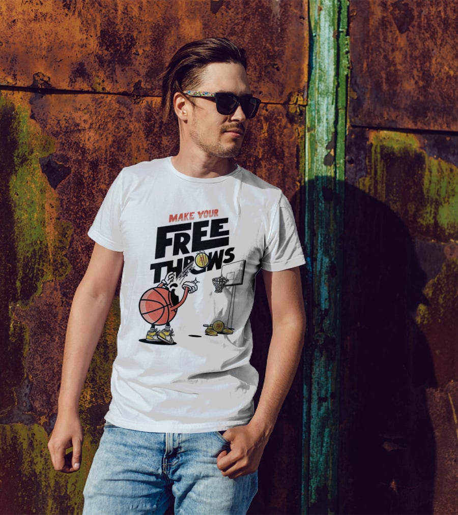 Make Your Free Throws Basketball Cartoon Coin Scoring T-Shirt