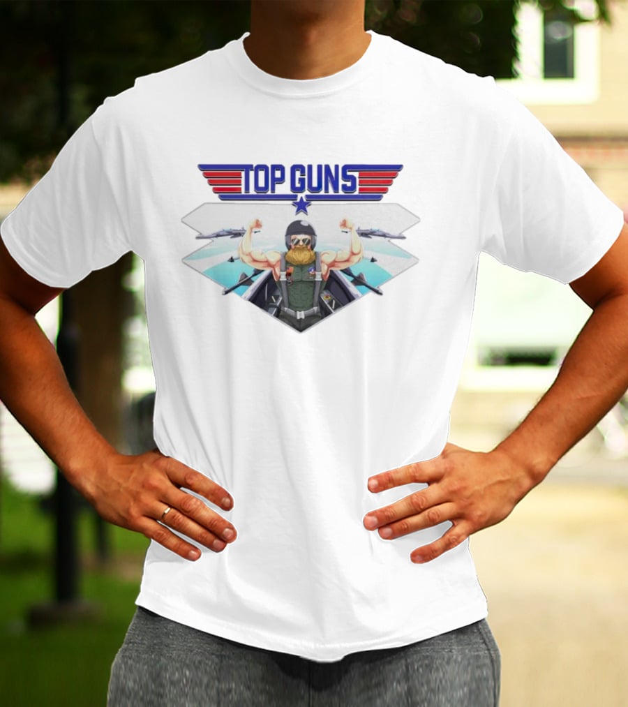 Papaswolio Top Guns Aviator Flex With Jet Background T-Shirt
