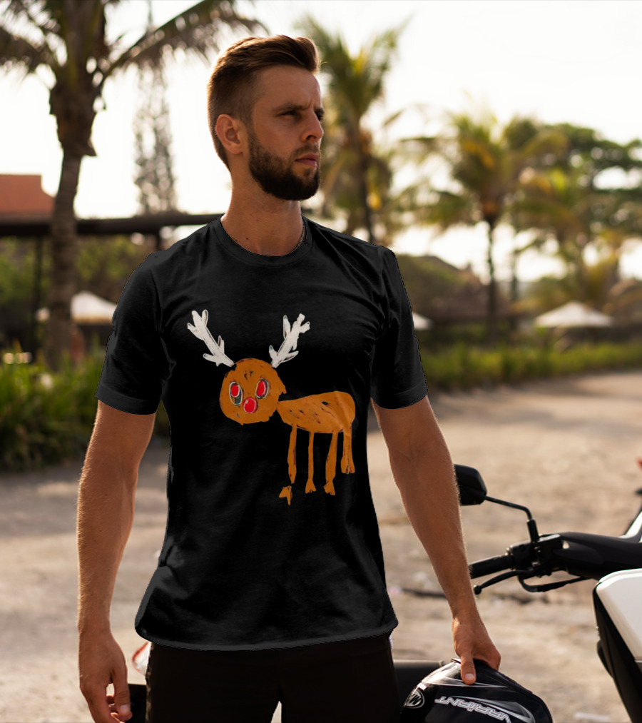 Reindeer Ugly Holiday Rudolf Drawing T-Shirt