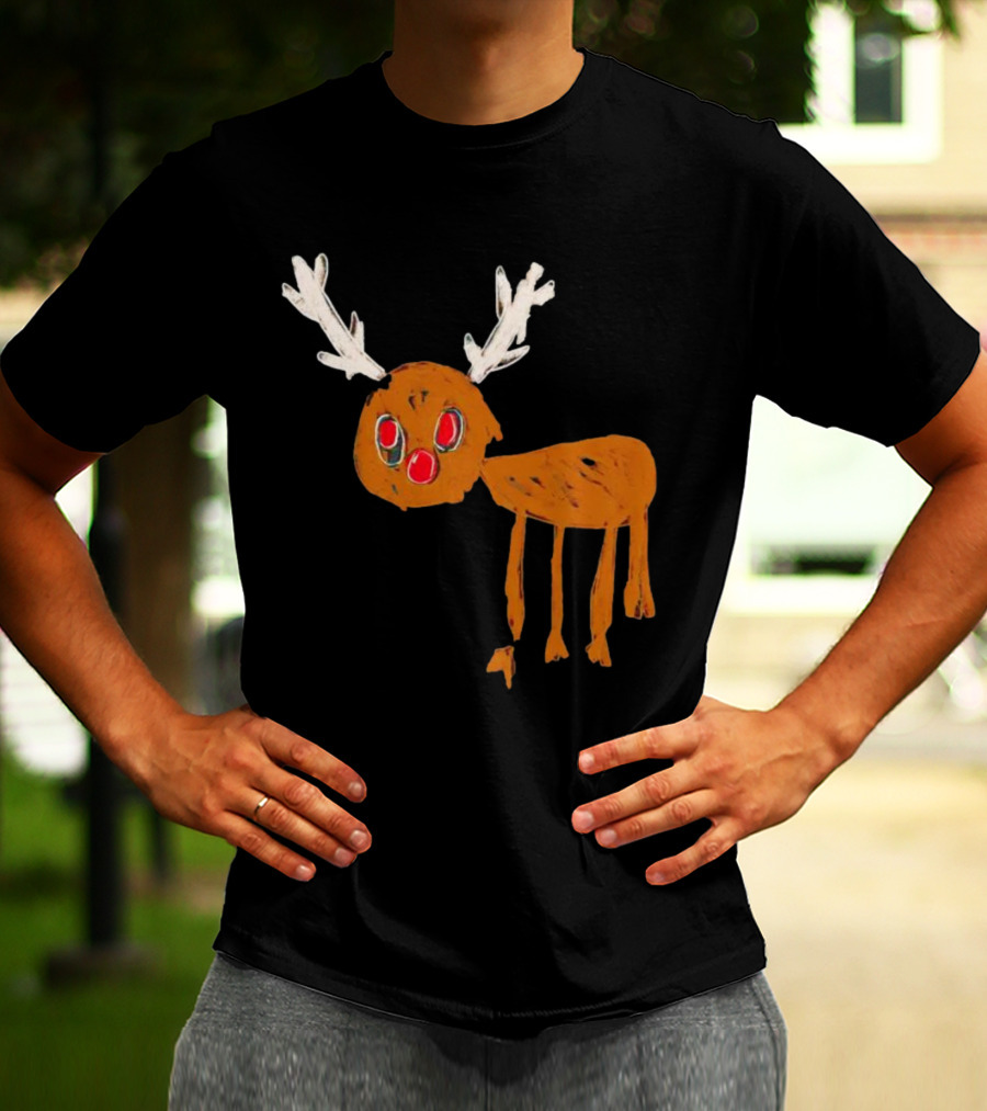 Reindeer Ugly Holiday Rudolf Drawing T-Shirt