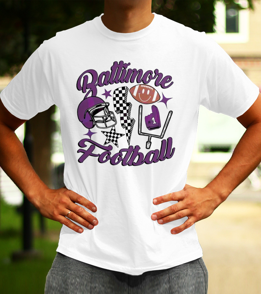 Baltimore Football NFL Team Helmet Smile Number One T-Shirt