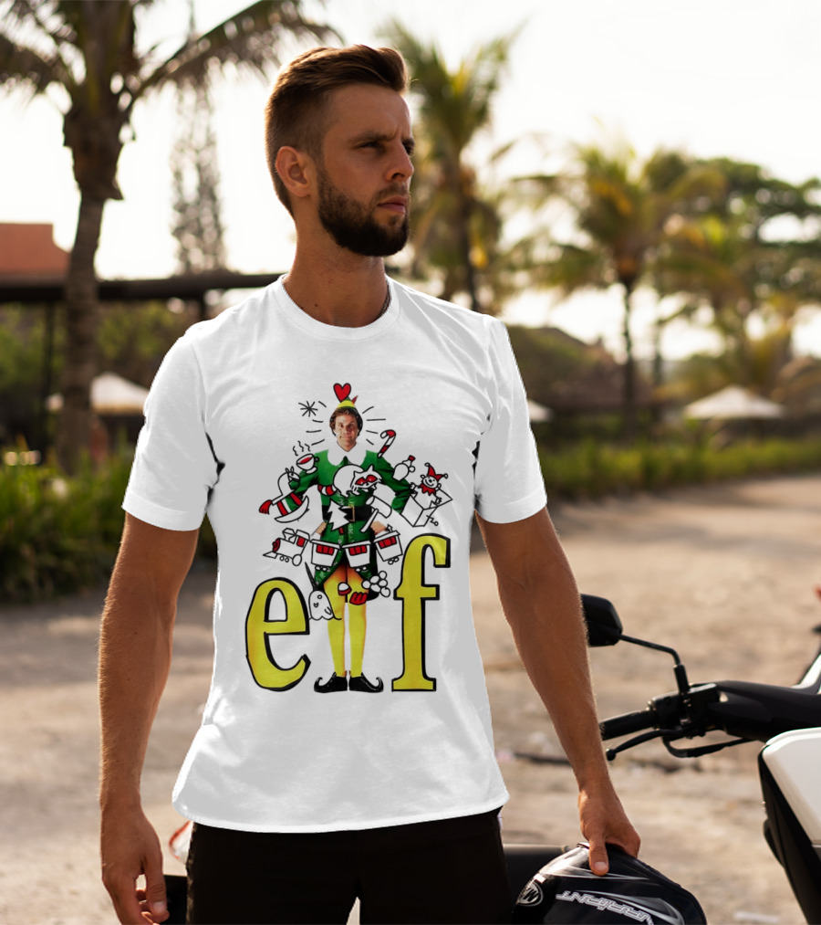 Elf Movie Inspired Christmas Sketch Design Featuring Iconic Character T-Shirt