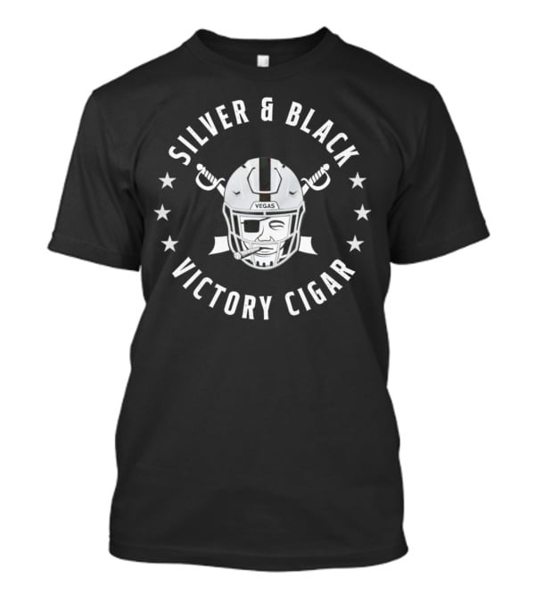 Silver And Black Vegas Victory Cigar Raiders Helmet T-Shirt