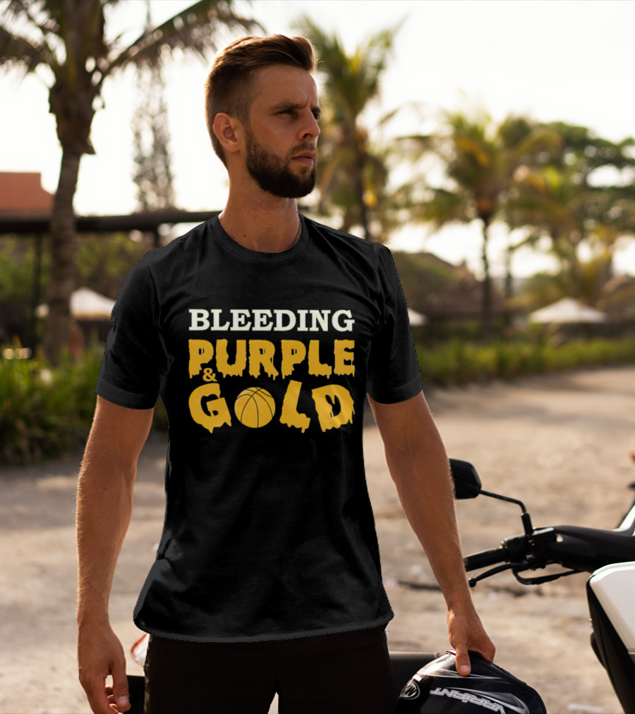 Bleeding Purple And Gold Basketball T-Shirt