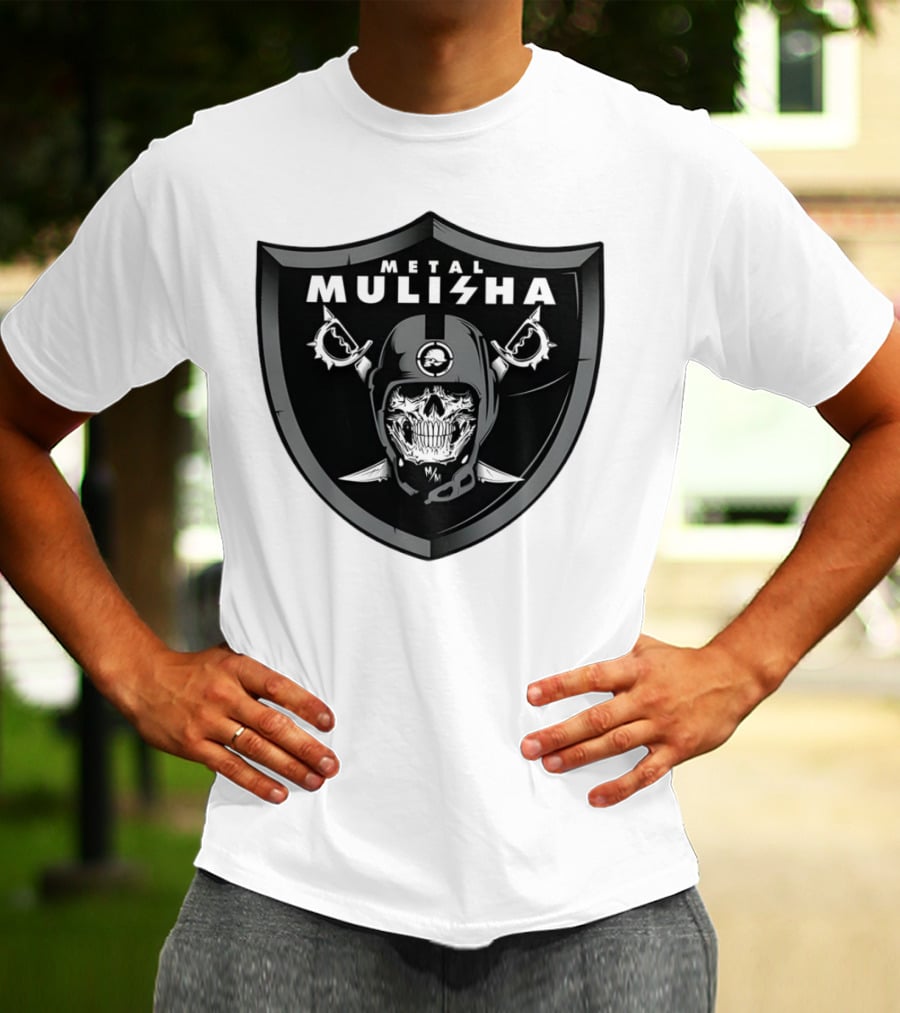 Las Vegas Raiders Skull Metal Mulisha Shield Halloween Helmets Swords T-Shirt