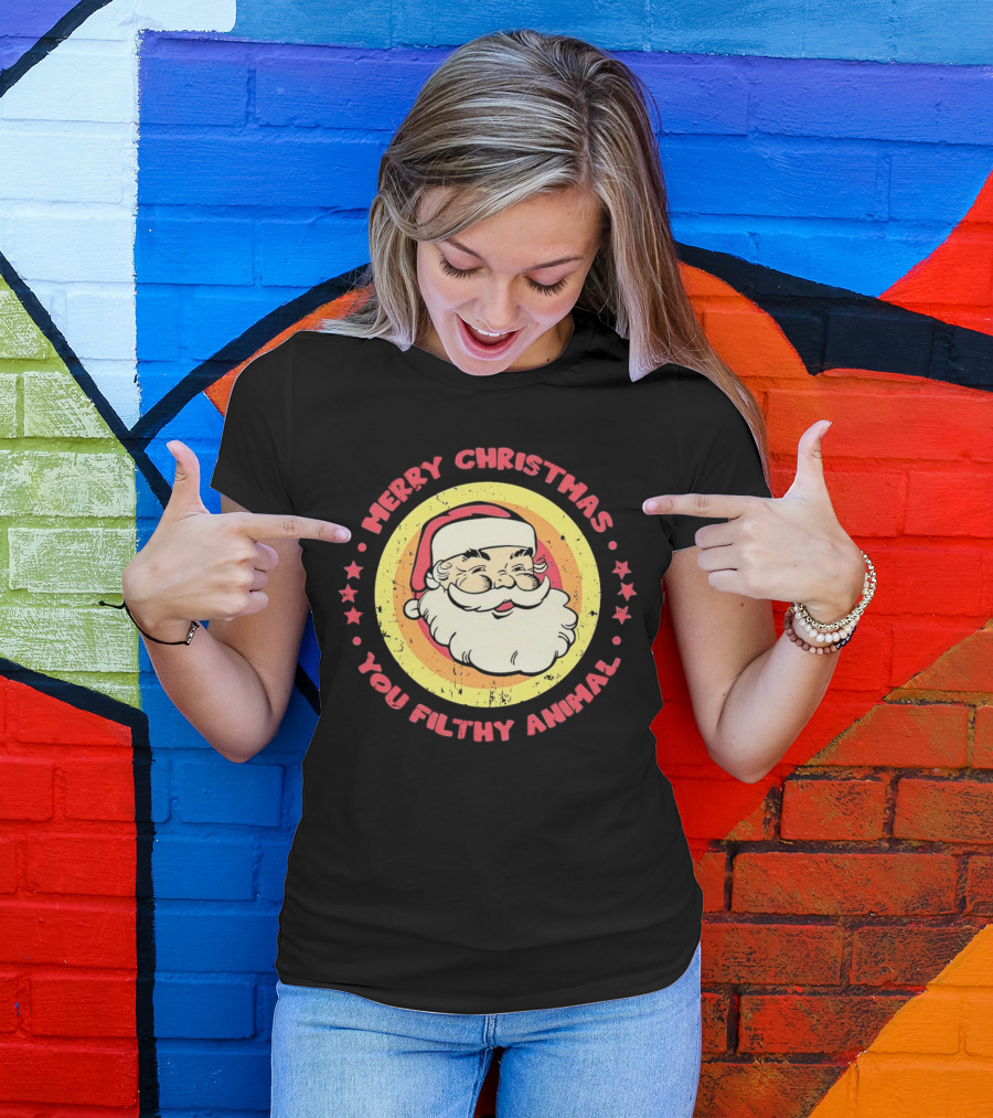 Merry Christmas You Filthy Animal Santa T-Shirt