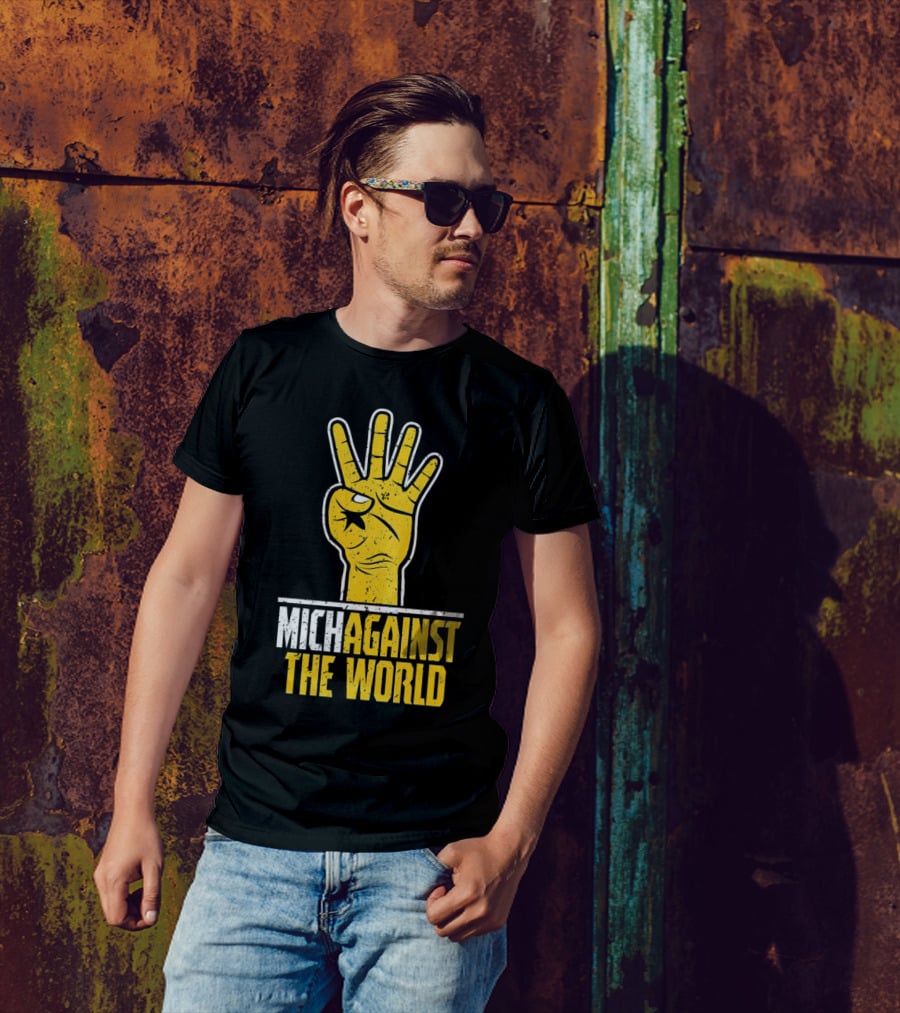 Mich Against The World Football Fan Hand T-Shirt