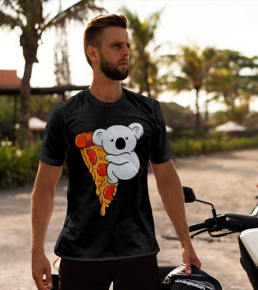 Koala Hugging Pizza Slice Cartoon T-Shirt