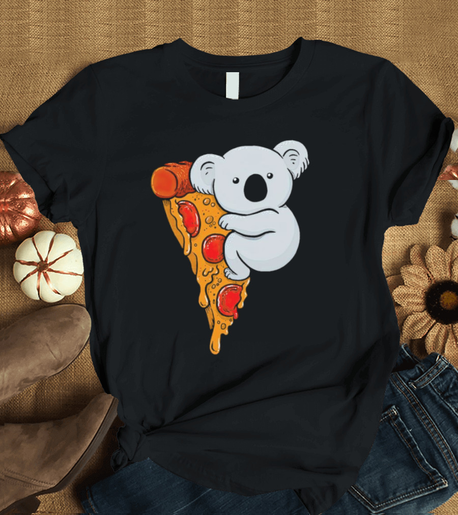 Koala Hugging Pizza Slice Cartoon T-Shirt