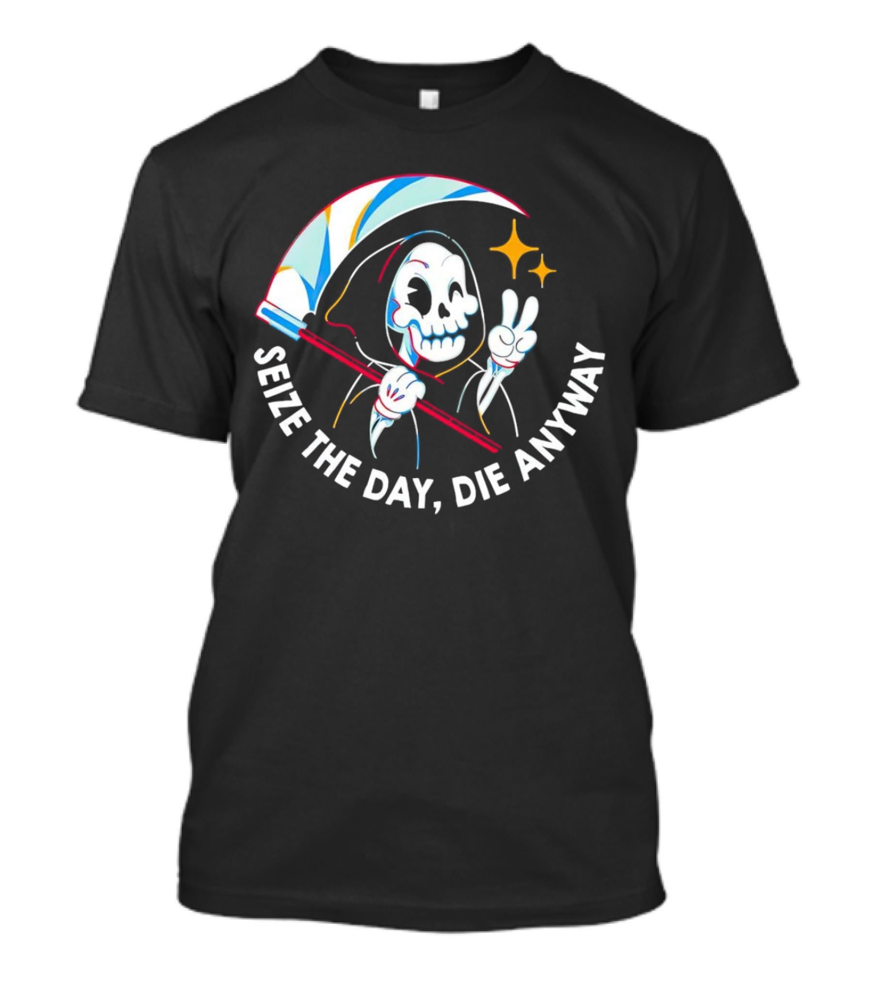 Seize The Day Die Anyway Grim Reaper Peace Sign T-Shirt