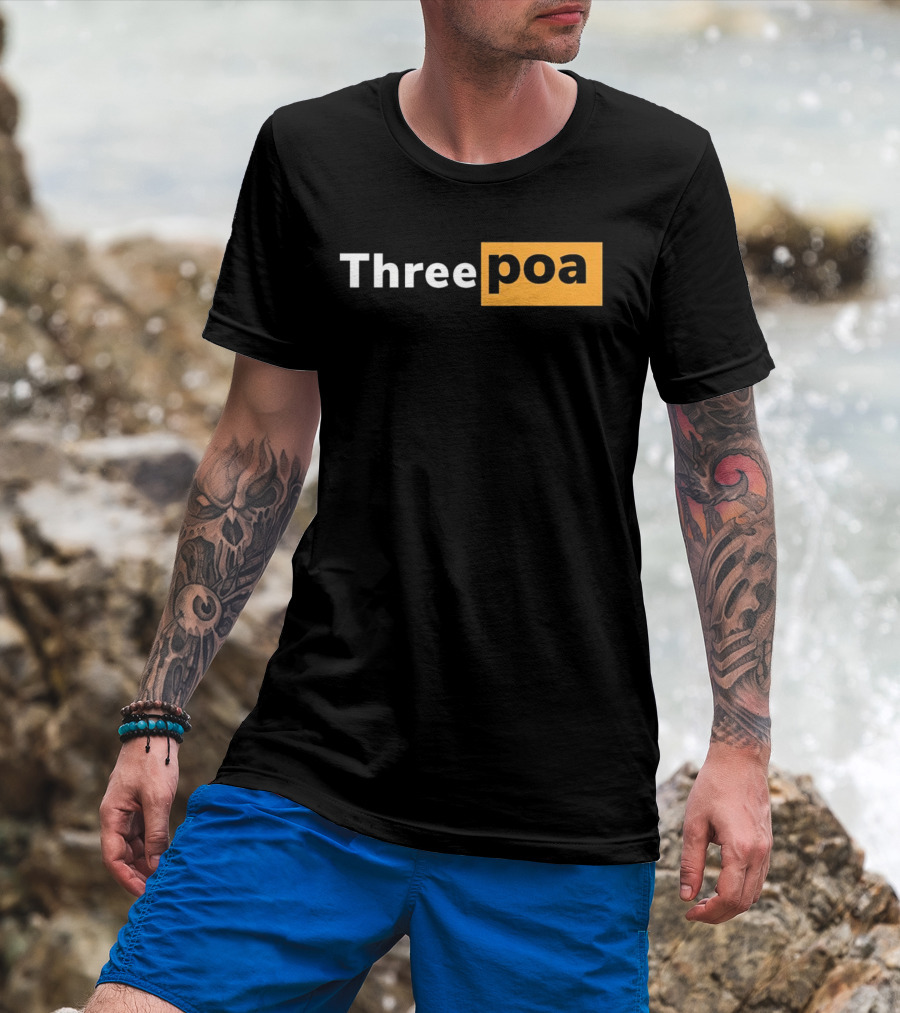 Threepoa Hub Classic Style Text Bold Minimalist Contrast T-Shirt