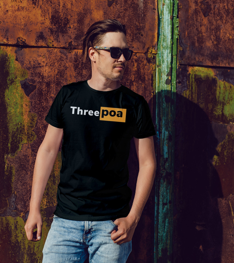 Threepoa Hub Classic Style Text Bold Minimalist Contrast T-Shirt