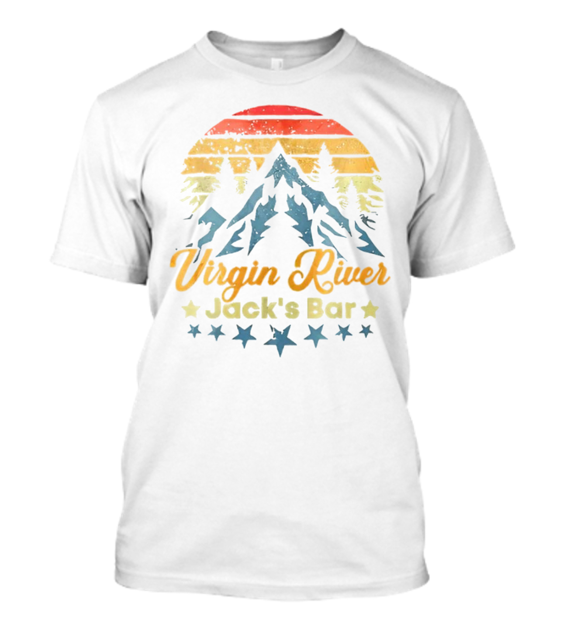 Virgin River Jack's Bar Retro Mountain Sunset Stars T-Shirt