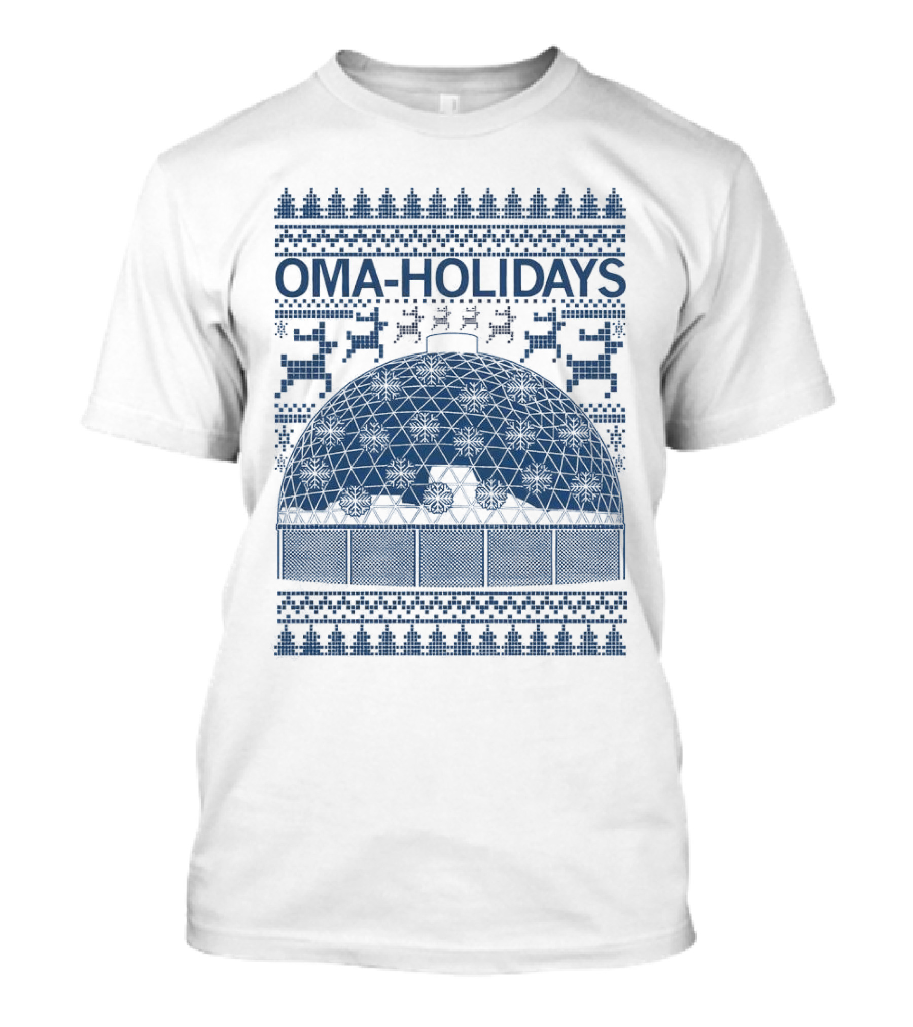 Oma Holidays Christmas Dome Pattern With Reindeer And Trees T-Shirt
