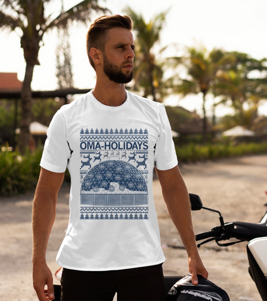 Oma Holidays Christmas Dome Pattern With Reindeer And Trees T-Shirt