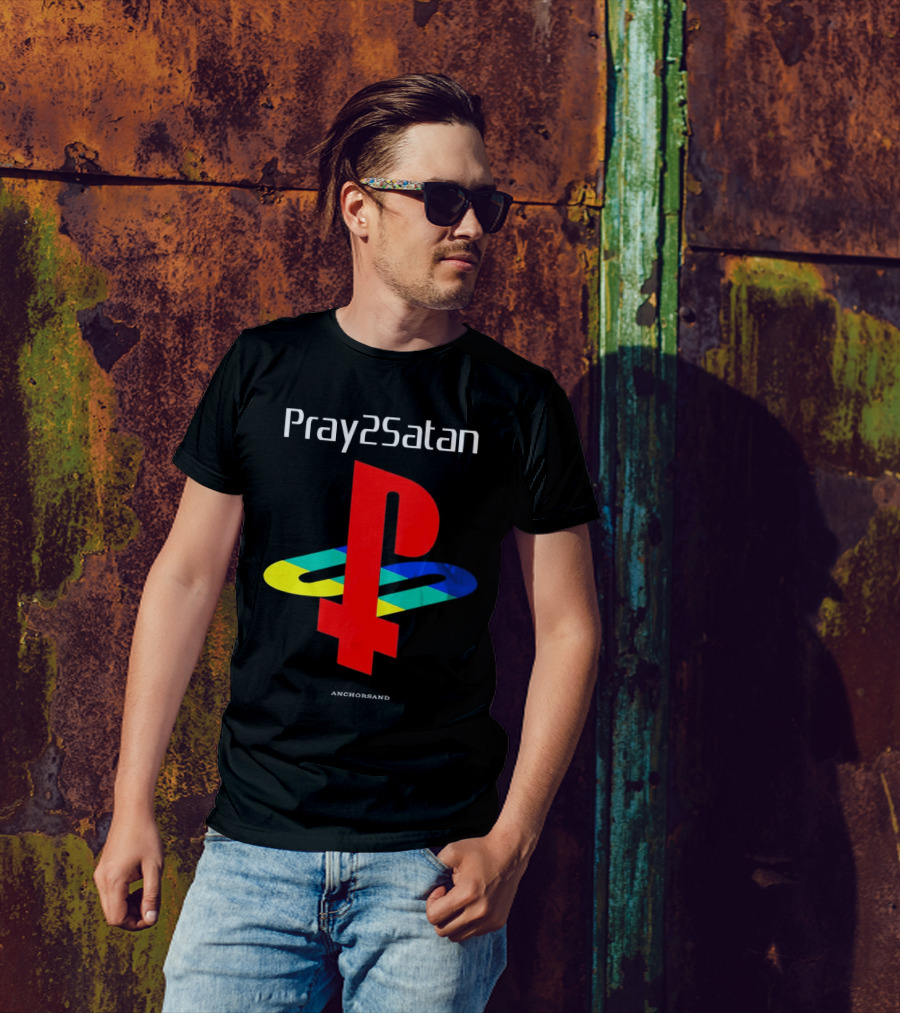 Pray2Satan Anchorsand Playstation T-Shirt