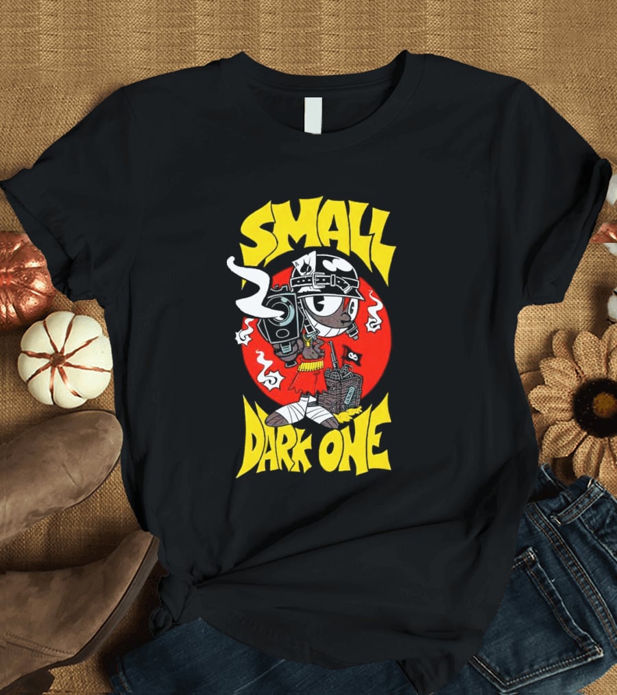 Small Dark One Gunsmoke Skateboard Pizza Character T-Shirt