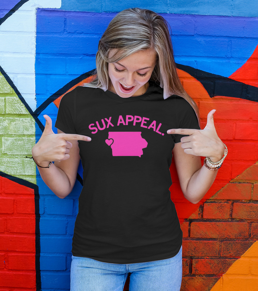 Sux Appeal Pink Iowa Heart Map T-Shirt