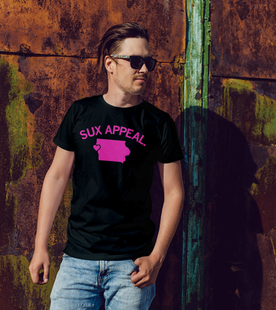Sux Appeal Pink Iowa Heart Map T-Shirt