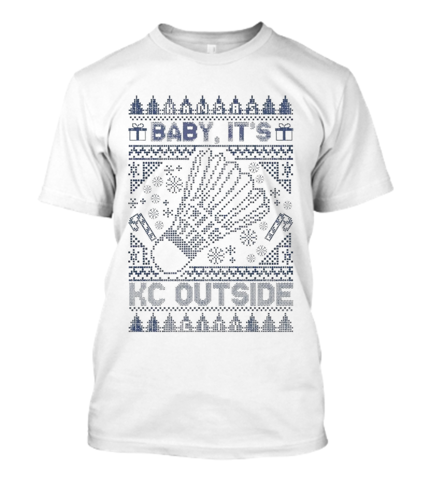Baby It’s KC Outside Ugly Sweater Style With Mittens And Winter Icons T-Shirt
