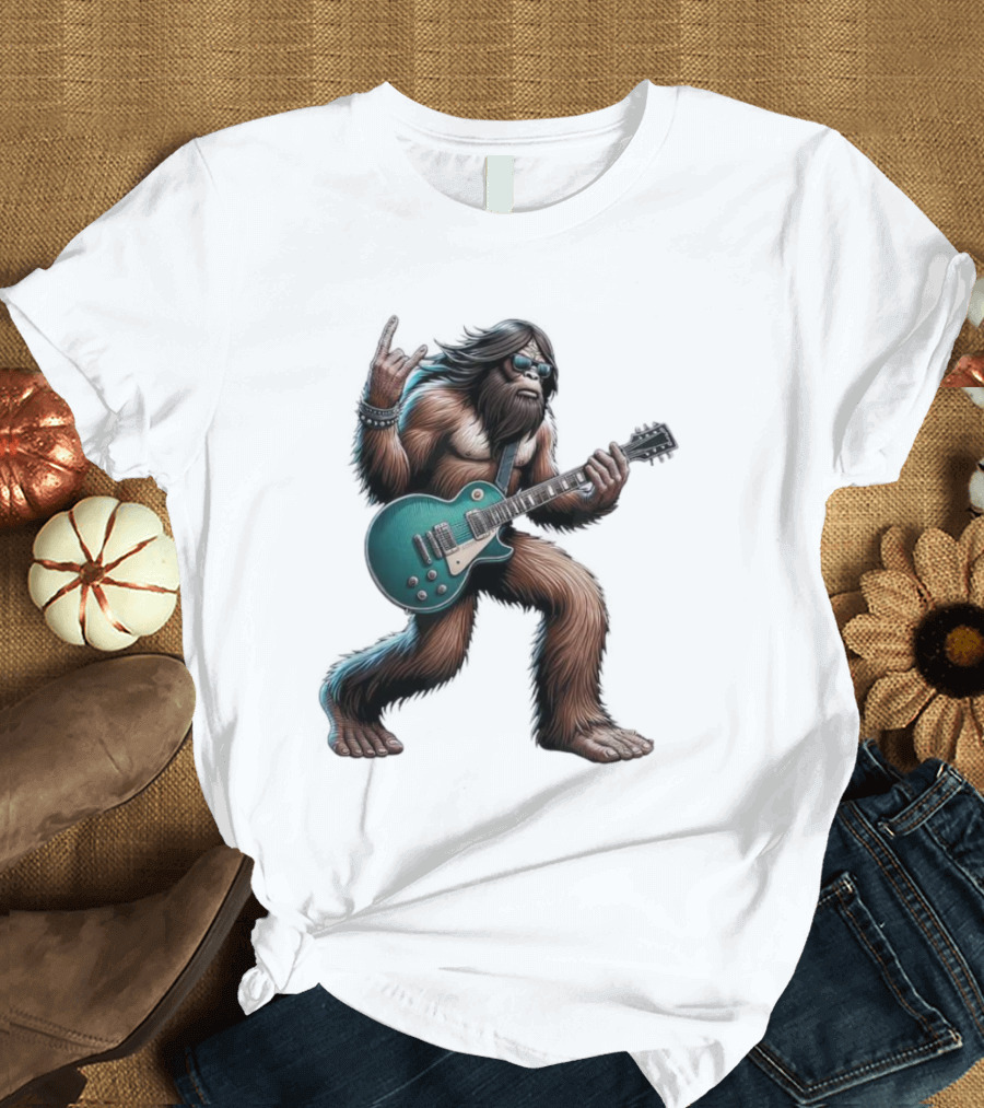 Bigfoot Rocking Out With Electric Guitar T-Shirt