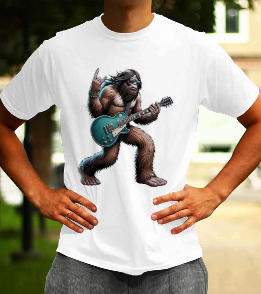 Bigfoot Rocking Out With Electric Guitar T-Shirt