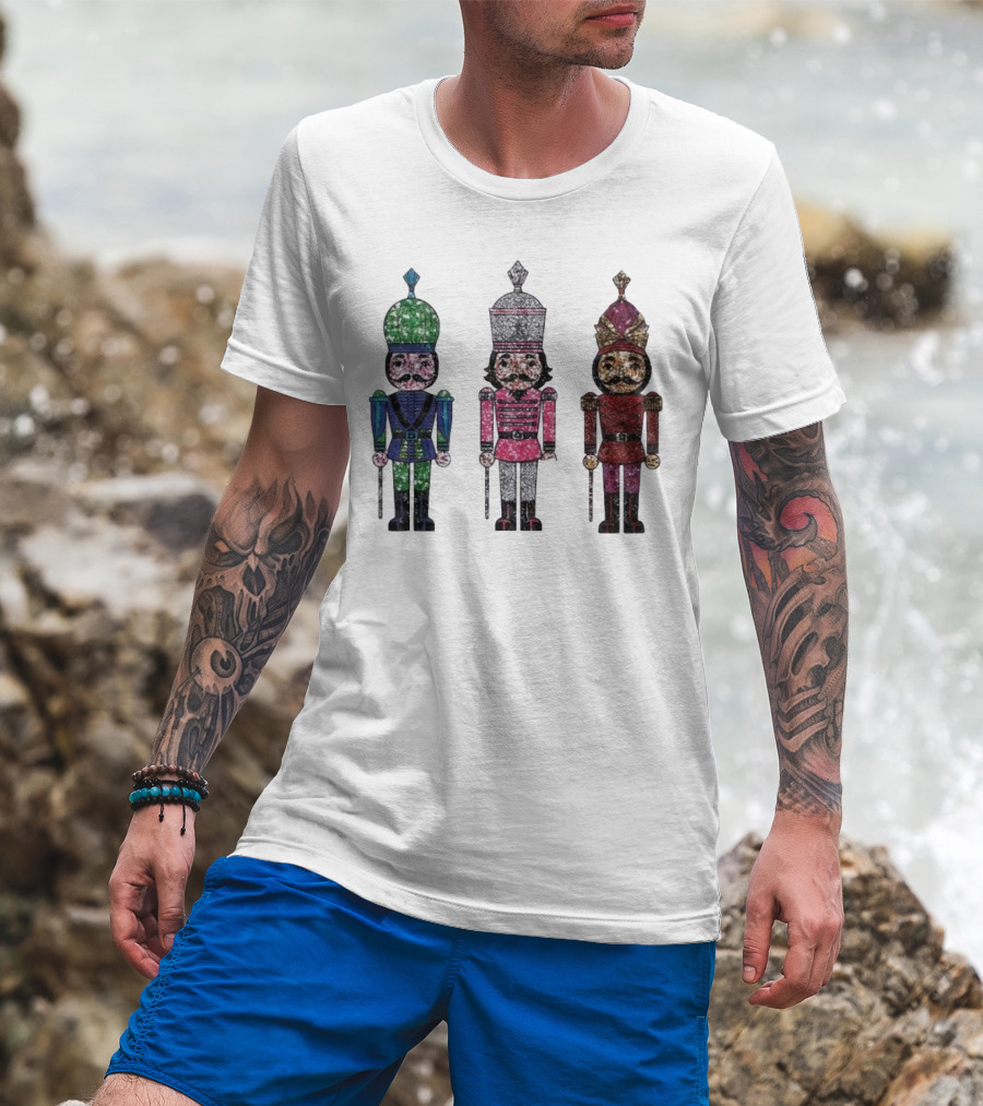 Nutcracker Christmas Glitter Soldiers Trio T-Shirt