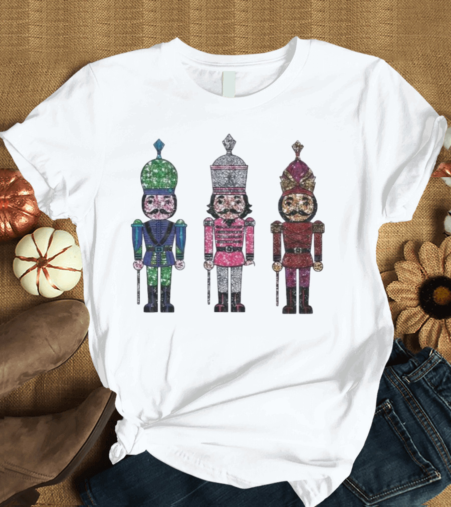 Nutcracker Christmas Glitter Soldiers Trio T-Shirt
