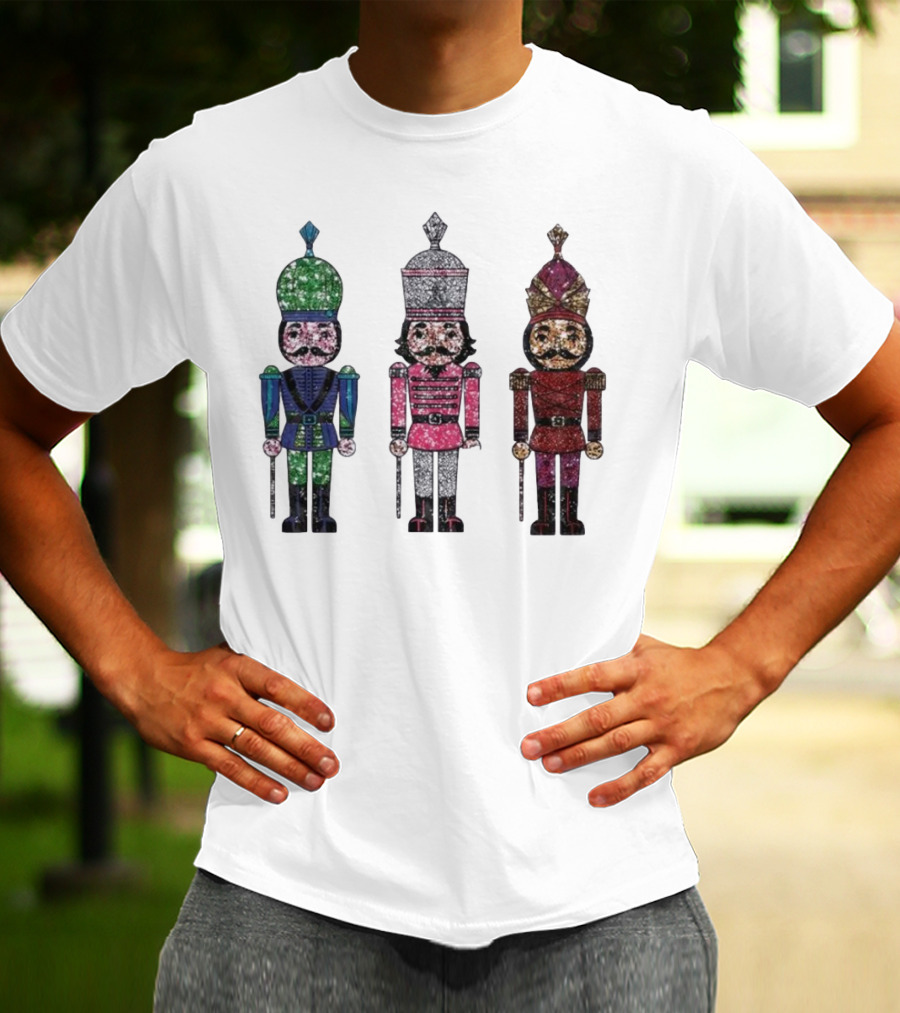 Nutcracker Christmas Glitter Soldiers Trio T-Shirt