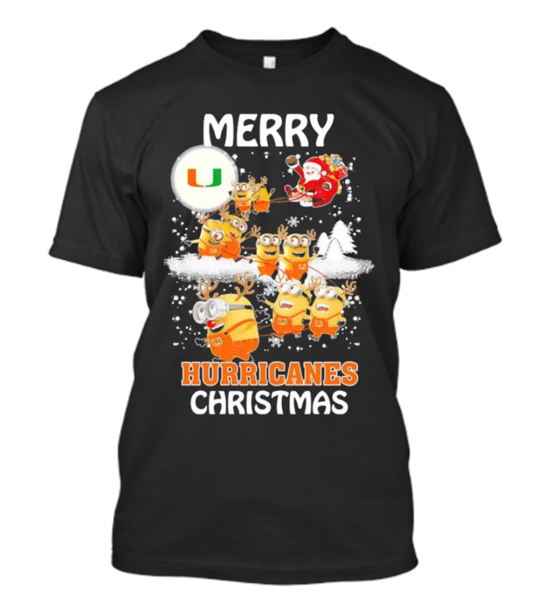 Merry Minions Miami Hurricanes Christmas T-Shirt