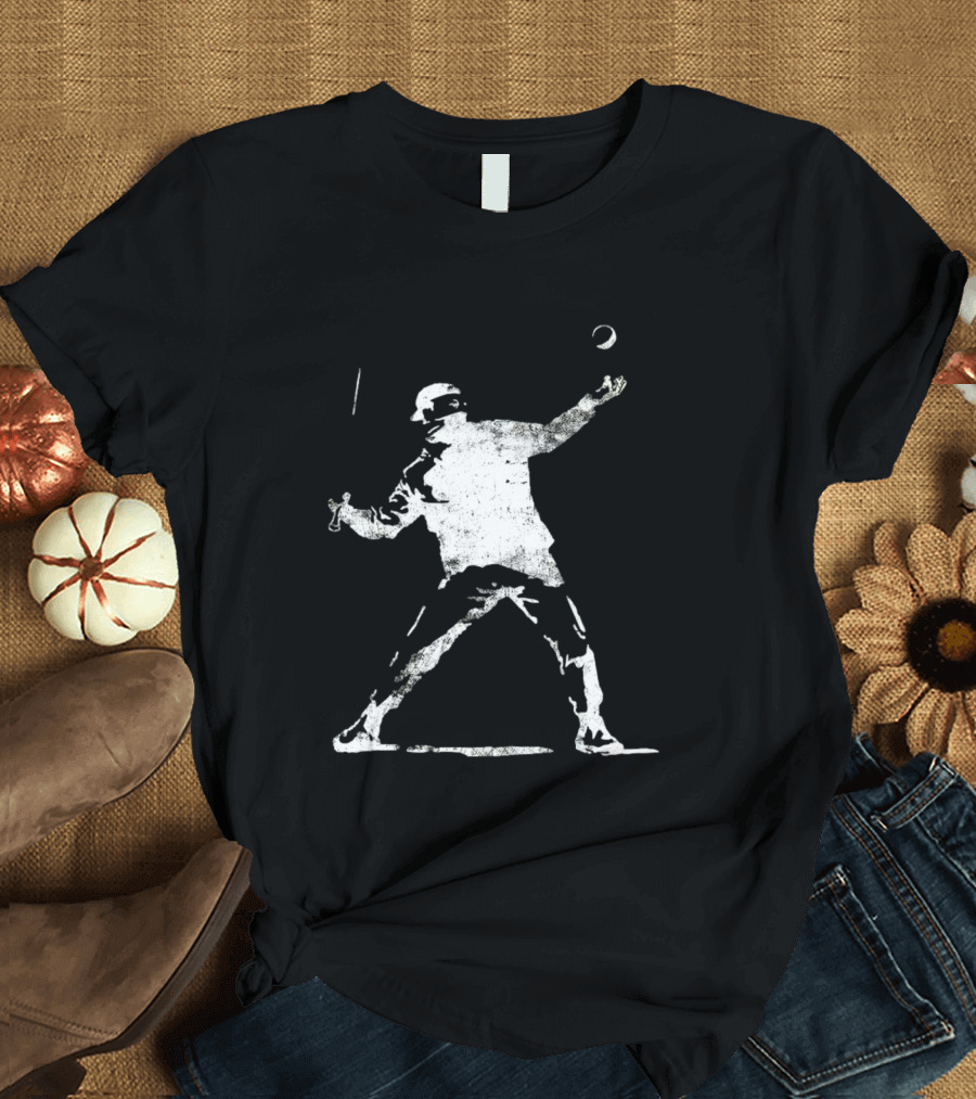Banksy Flower Thrower Graffiti Street Art Baseball T-Shirt