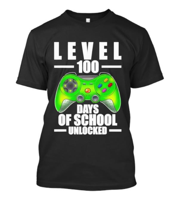 LEVEL 100 DAYS OF SCHOOL UNLOCKED GAMING CONTROLLER T-Shirt