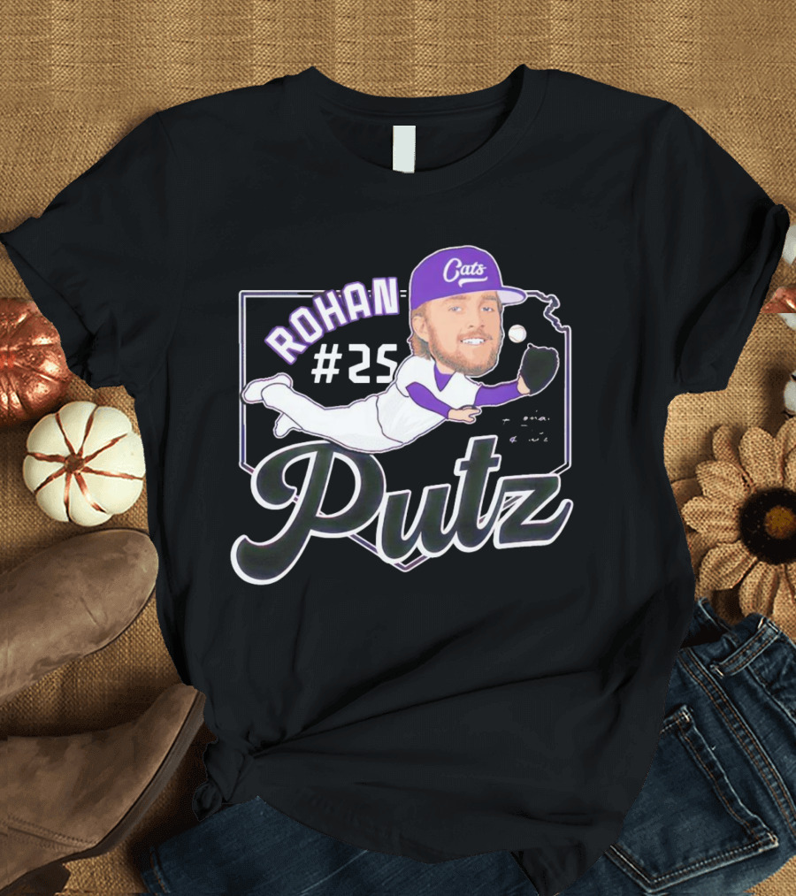 Rohan Putz #25 Kansas State Wildcats Cats Outfielder Signature T-Shirt