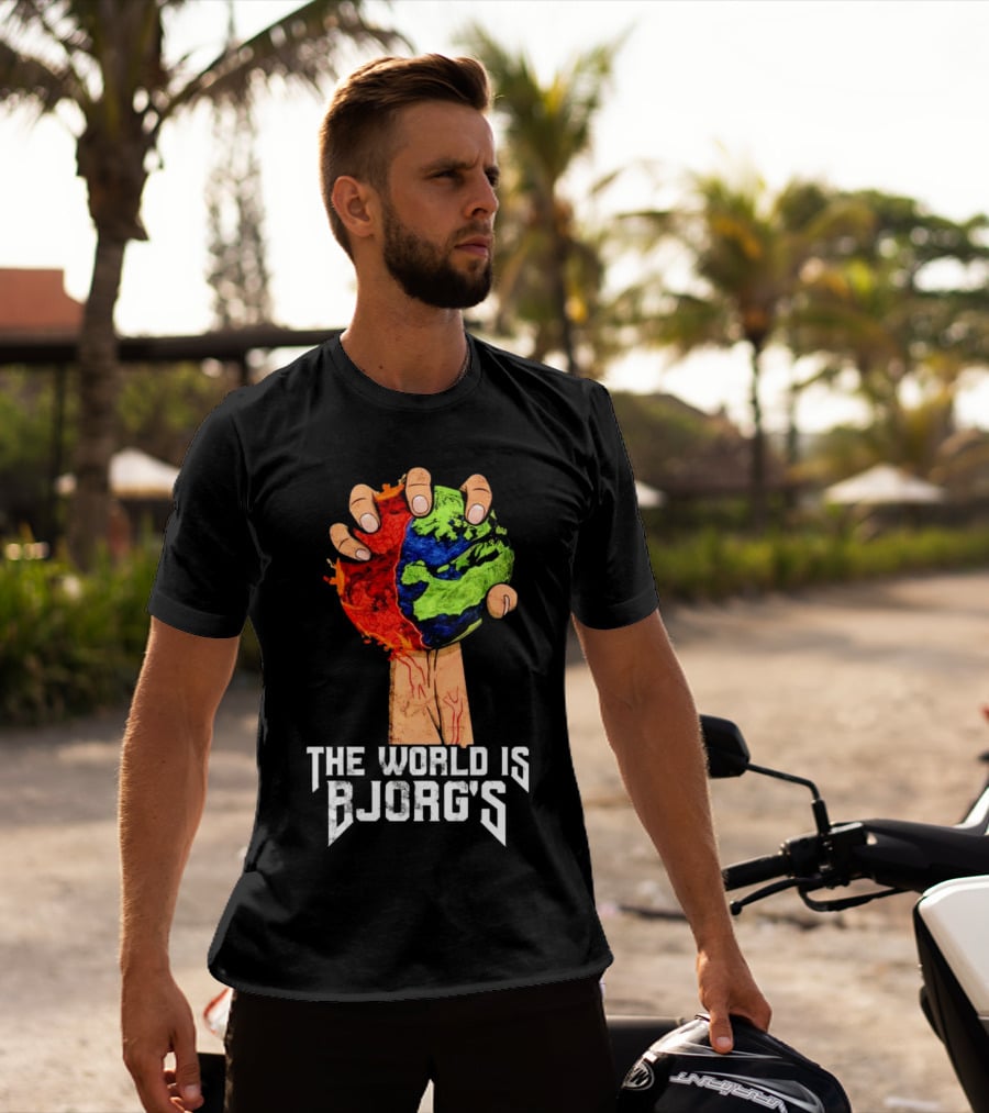 The World Is Bjorg's Hand Gripping Bloodied Earth T-Shirt