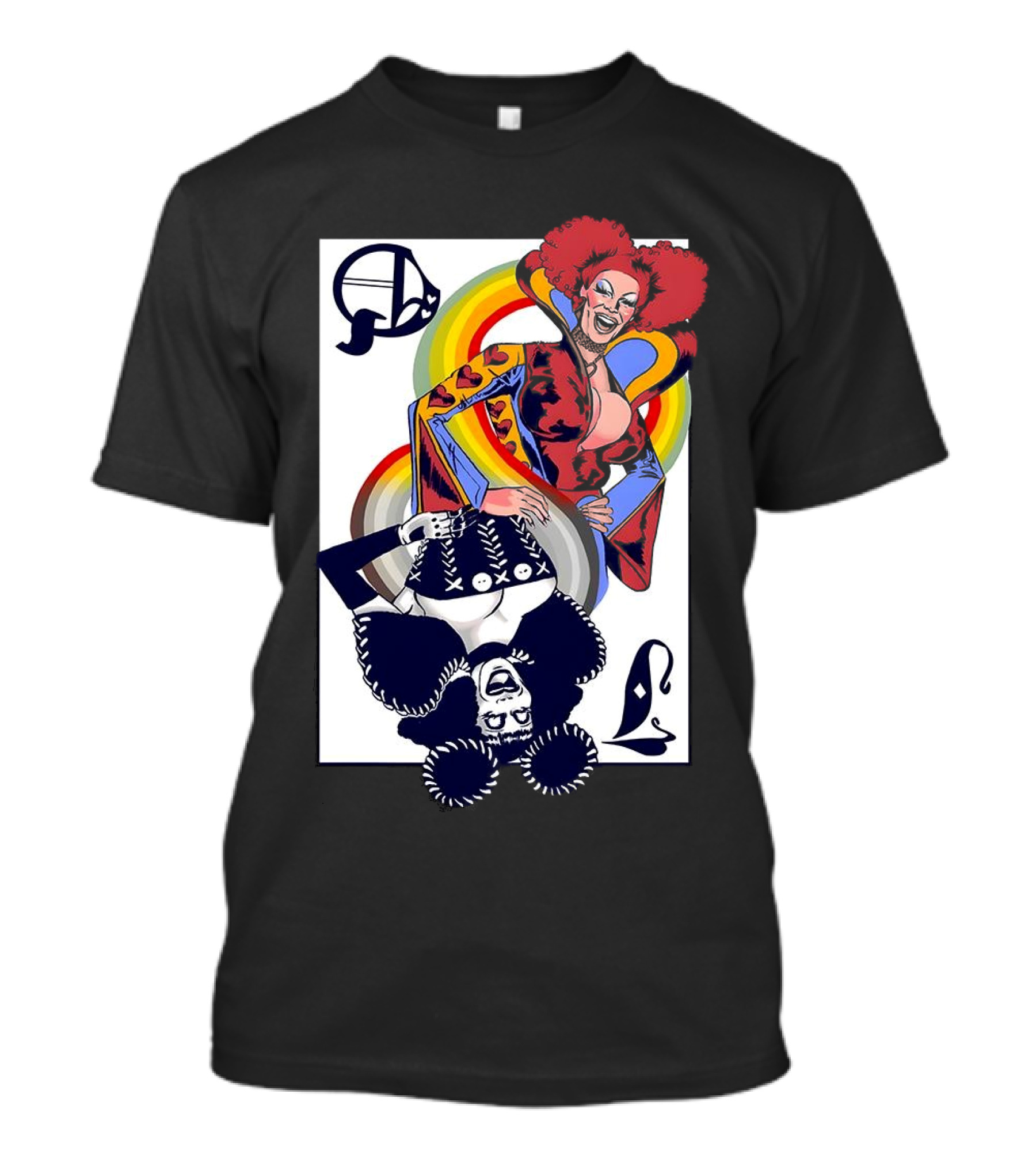 Jimbo Queen Of Hearts Playing Card Rainbow Drag T-Shirt