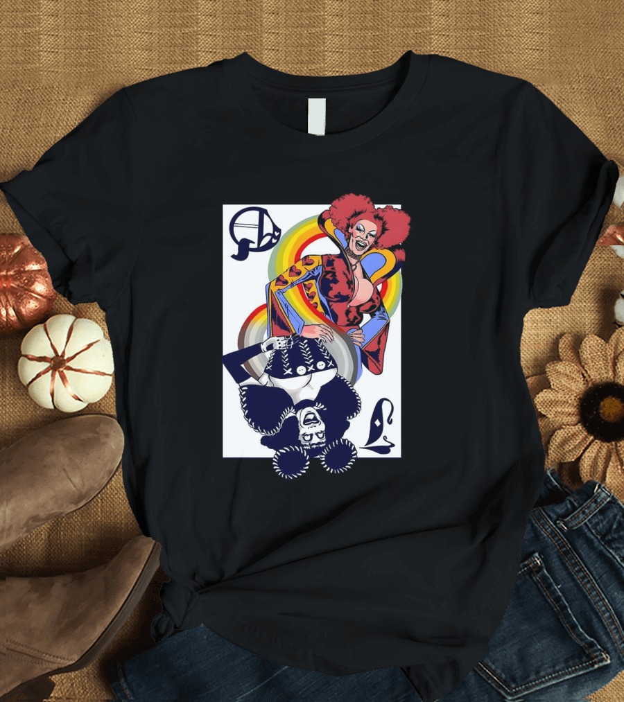 Jimbo Queen Of Hearts Playing Card Rainbow Drag T-Shirt