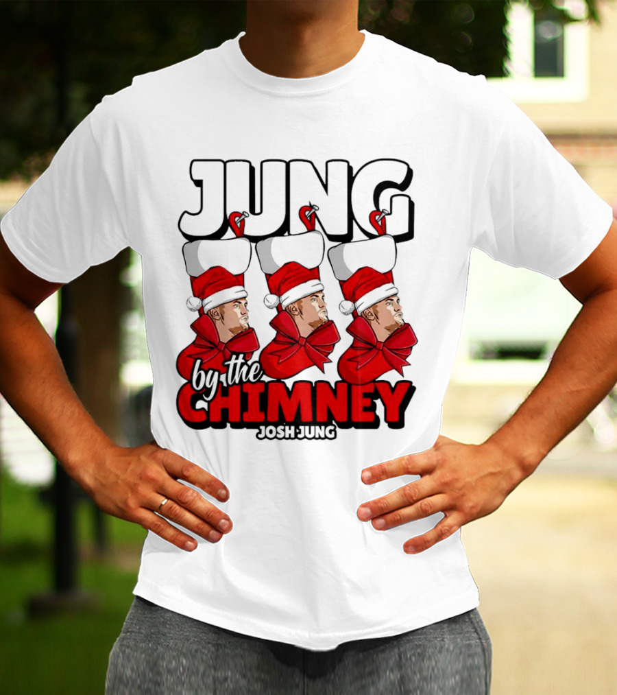 Jung By The Chimney Josh Jung Texas Rangers Santa Hat Bow T-Shirt
