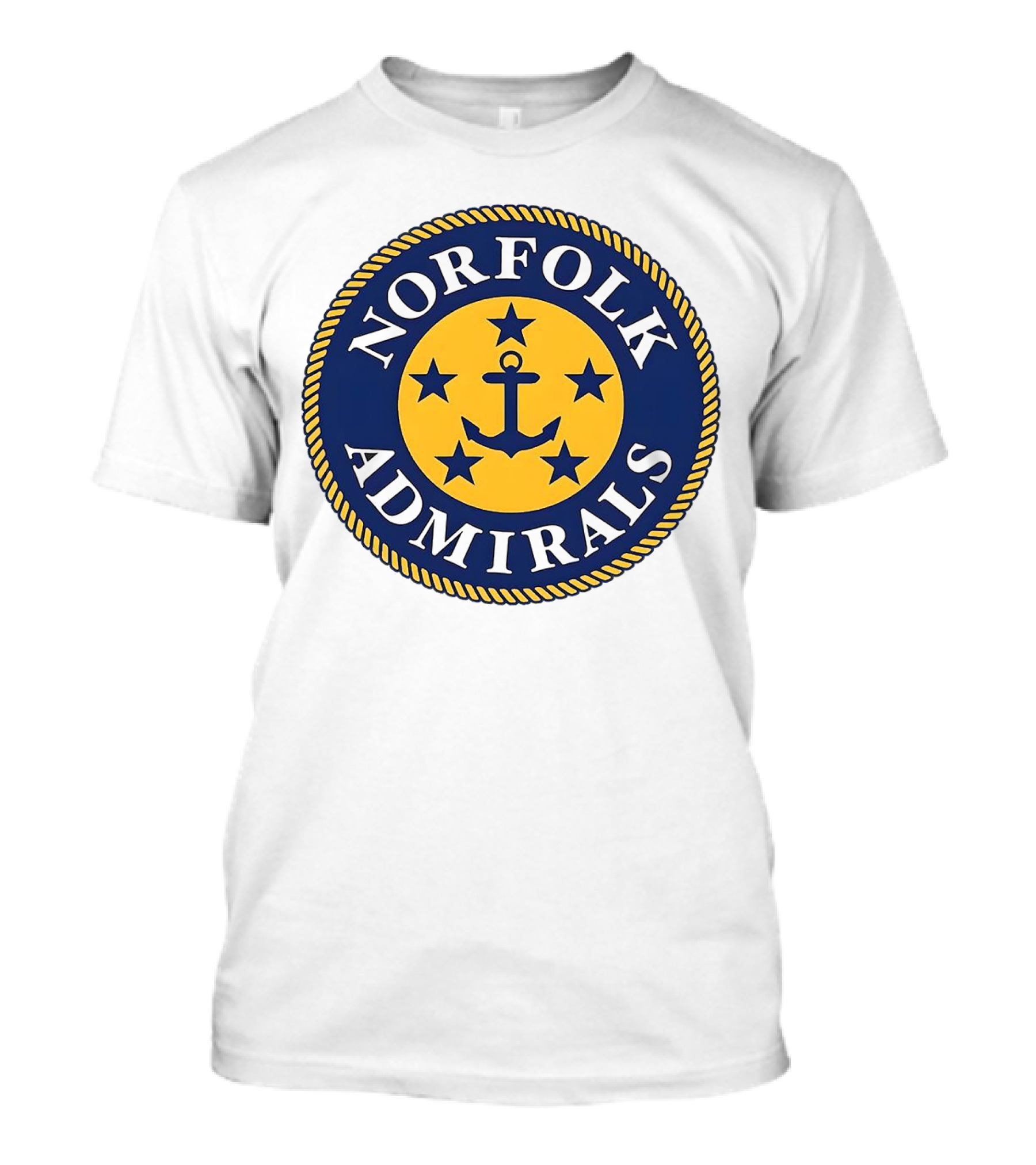 Norfolk Admirals Anchored Stars Emblem Navy Yellow T-Shirt