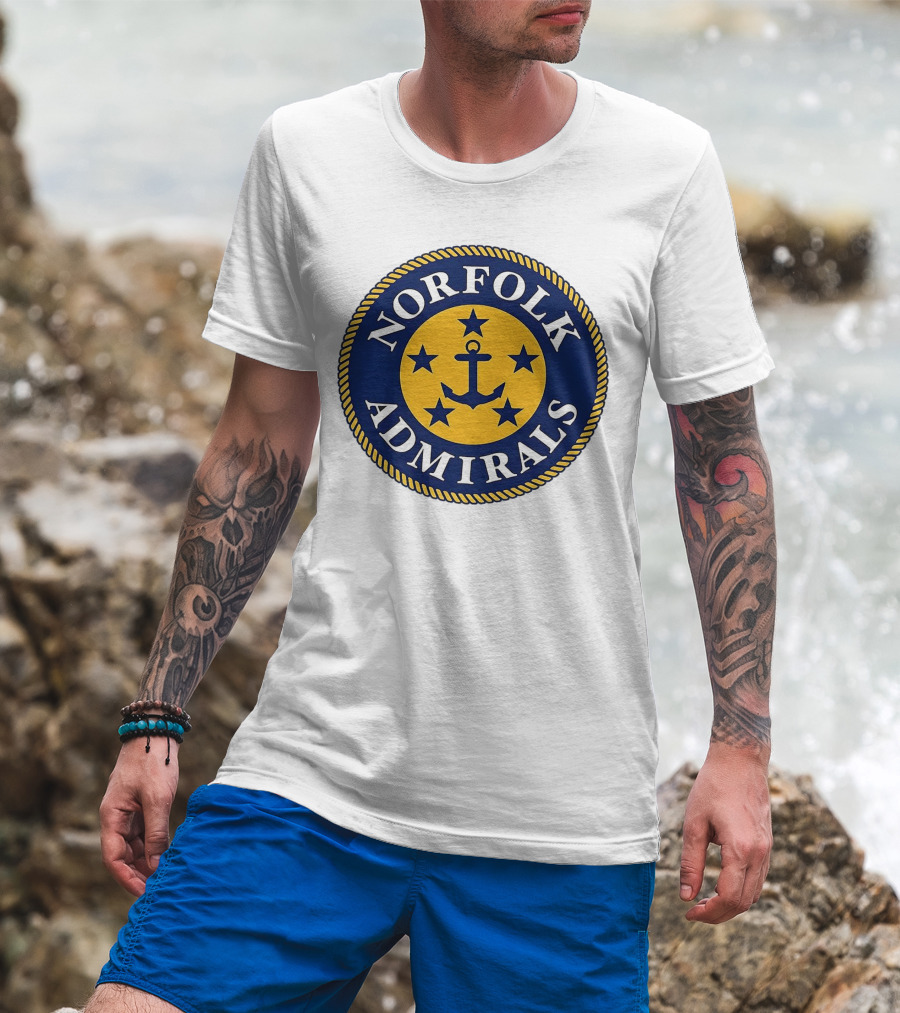 Norfolk Admirals Anchored Stars Emblem Navy Yellow T-Shirt
