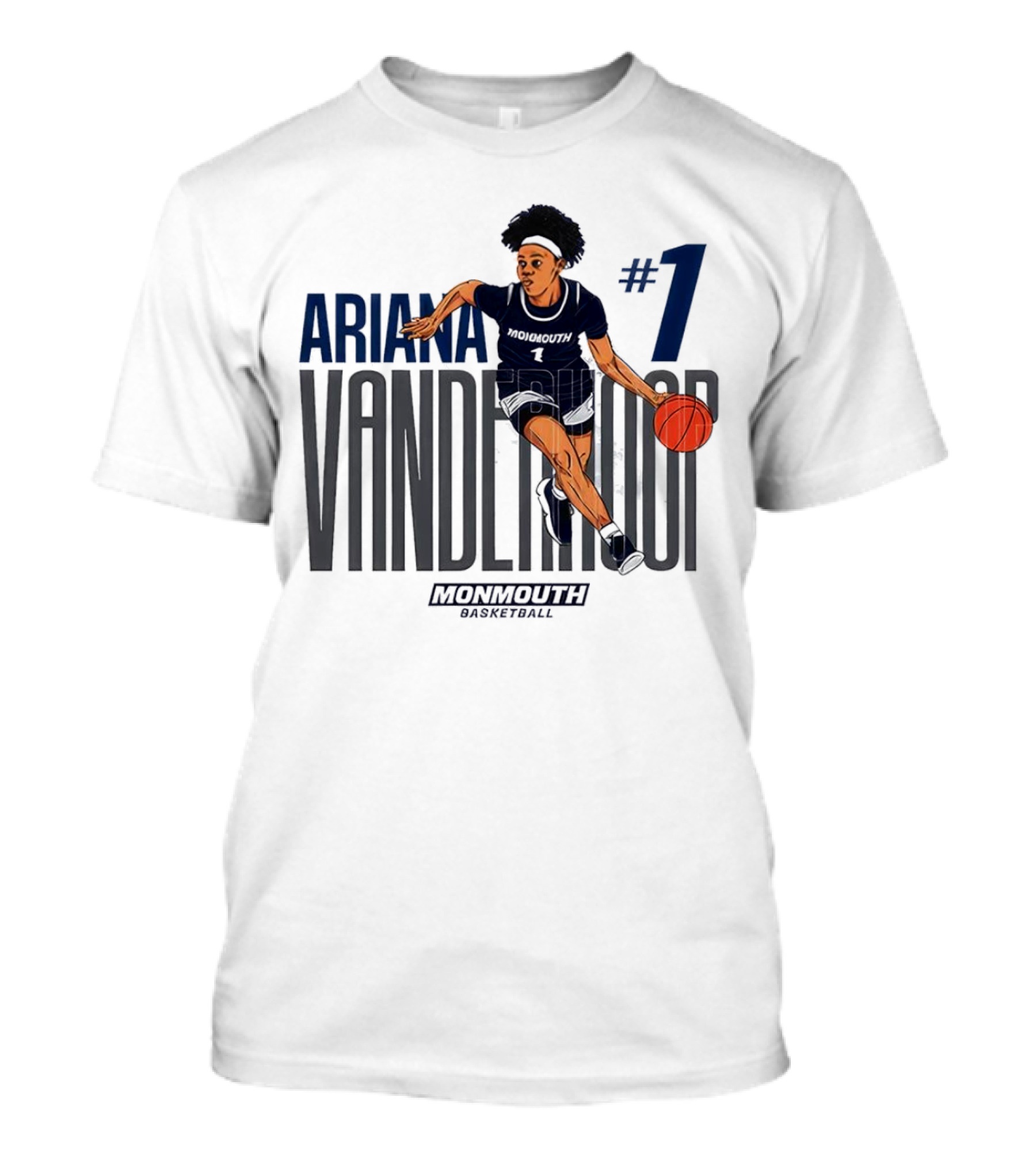 Ariana Vanderhoop #1 Monmouth Hawks NCAA Women's Basketball Player T-Shirt