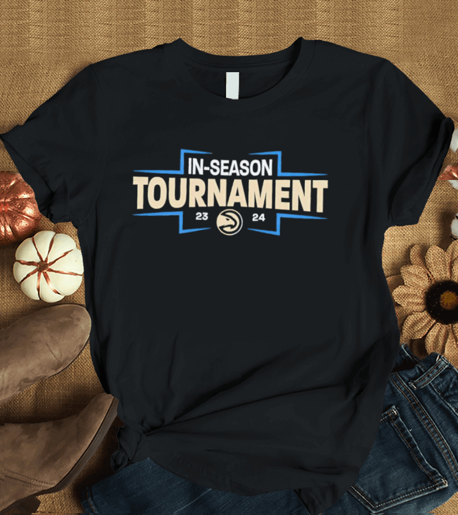 Atlanta Hawks In-Season Tournament 23-24 Bold Text Blue Outline T-Shirt