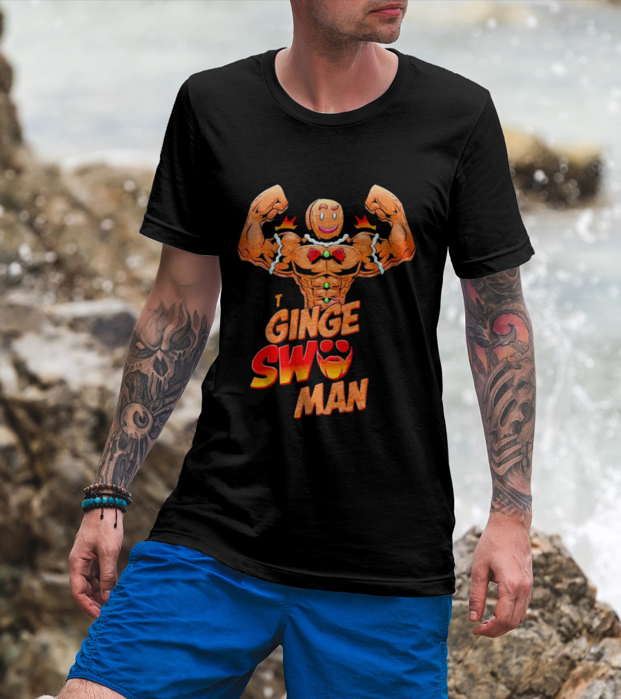 Ginger Swole Man Christmas Bodybuilding Gingerbread T-Shirt