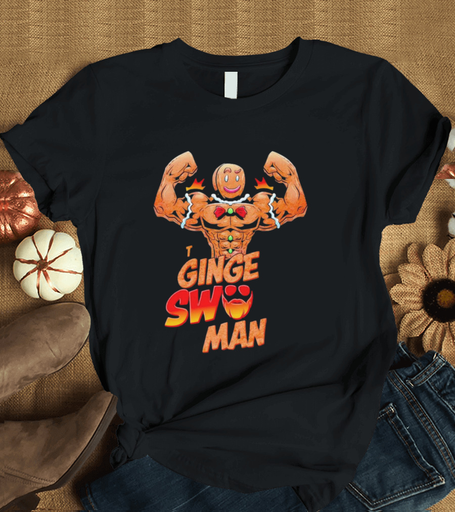 Ginger Swole Man Christmas Bodybuilding Gingerbread T-Shirt