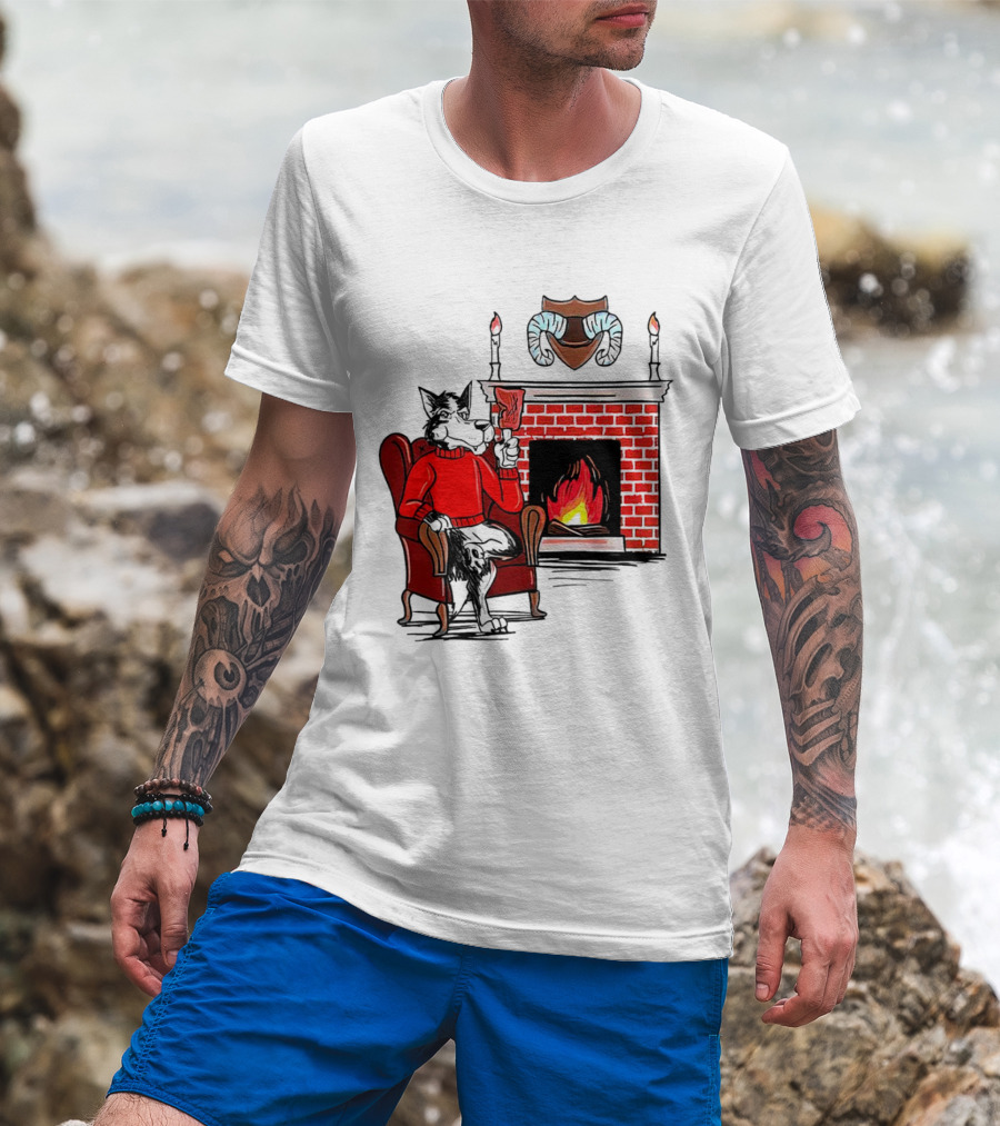 NC State Wolfpack Cozy Fireplace Christmas Scene Sweater Wolf T-Shirt