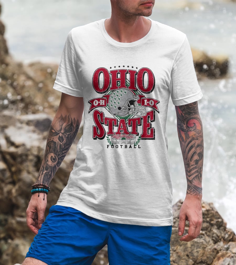 Ohio State Buckeyes Football Helmet Stadium Vintage T-Shirt